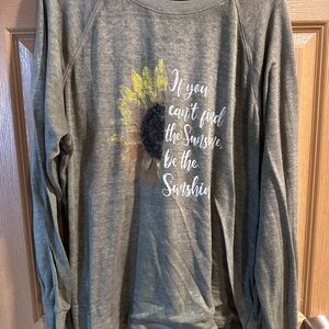 Green Long Sleeve Sunflower Graphic Tee